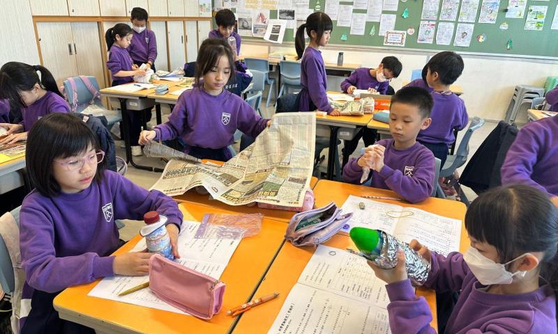 三年級學生製作保冷瓶
